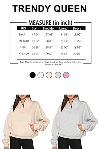 Trendy Queen Womens Sweatshirts Half Zip Pullover Quarter Zip Hoodies Oversized Sweaters Casual Fall Outfits Winter Clothes 2023 Fashion