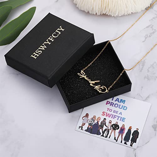 HSWYFCJY Gold Speak Now Necklace for Women,Taylor Outfit Jewelry Swiftie Accessories for Eras Tour,TS Inspired Necklace for Music Lover,Singer Fans Gifts Album Song Title Necklace