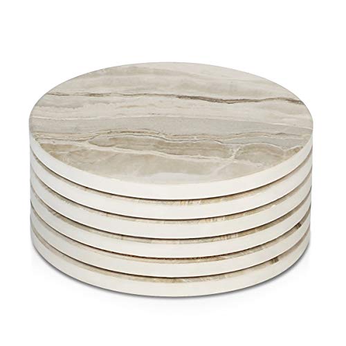 LIFVER Coasters for Dining Table,Ceramic Coasters Set of 6, Absorbent Coasters for Drinks Outdoor Coasters for Patio Table Home Decor, House Warming Gifts New Home, Coffee Table Decor