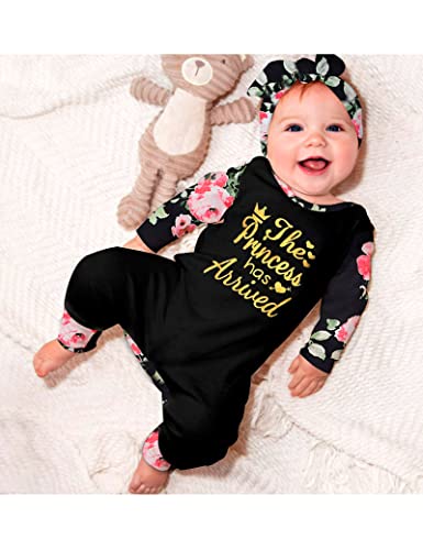 Newborn Baby Girl Clothes Infant Winter Onesies Floral Romper Footless 3PCS Baby Girl Outfits Set 0-3 Months