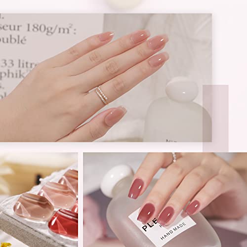 GAOY Icy Jelly Gel Nail Polish Set of 6 Colors Including Red Pink Nude Gel Polish Kit UV LED Soak Off Polish Home DIY Manicure Nail Salon Varnish