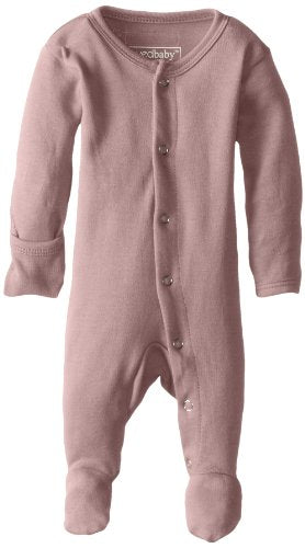 L'ovedbaby Baby Girls Organic Snap One-Piece Footies, Mauve, Preemie/NB 4-7 Lbs US