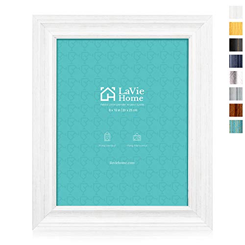 LaVie Home 8x10 Picture Frames (1 Pack, Distressed White) Rustic Photo Frame Set with Tempered Glass for Wall Mount & Table Top Display