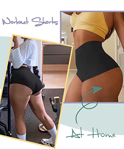 Women's High Waist Yoga Booty Shorts Workout Spandex Dance Hot Pants Butt Lifting Leggings Rave Outfits Black