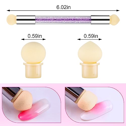 Nail Art Brushes, Etercycle Nail Gel Polish Ombre Sponges Painting Brush Set with 16 Pieces Replacement Head for Application Salon at Home DIY Manicure