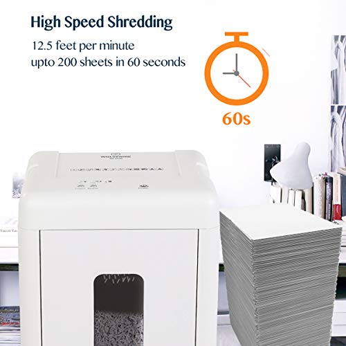 WOLVERINE 15-Sheet Super Micro Cut High Security Level P-5 Heavy Duty Paper/CD/Card Shredder for Home Office, Ultra Quiet by Manganese-Steel Cutter and 8 Gallons Pullout Waste Bin SD9520 (White ETL)