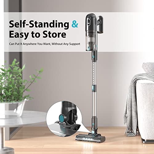 PRETTYCARE Cordless Vacuum Cleaner, 30Kpa Powerful Stick Vacuum with Brushless Motor, LED Touch Display, 45 Mins Long Runtime, Self-Standing Lightweight Vacuum for Hard Floor Carpet Pet Hair, P1 Pro