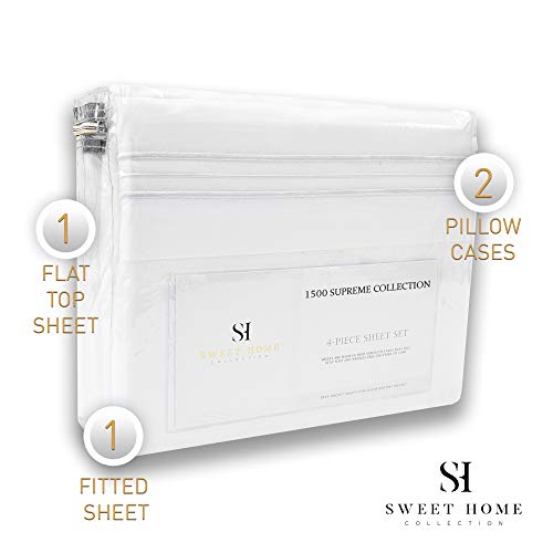 Sweet Home Collection Bed Sheet Set, 4-Pieces, Queen, White