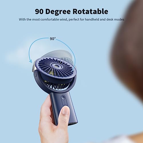 Otlonpe Misting Fan Portable Handheld Fan, 4000mAh Hand Held Mist Fan Rechargeable Power Bank, 90° Adjustable Small Mister Fan, Personal Cooling Water Spray Fan for Men Women Travel Home Outdoor