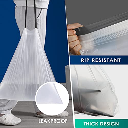 2 Gallon 120 Counts Strong Drawstring Trash Bags Garbage Bags by RayPard, Small Trash Bin Liners for Home Office Kitchen Bathroom Bedroom,White