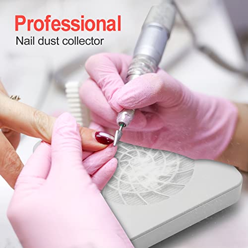 Nail Dust Collector with Reusable Filter, Nail Extractor Vacuum Acrylic Nail Dust Cleaner with Powerful Nail Vacuum Fan,Perfect for Home and Salon, Low Noise (White)
