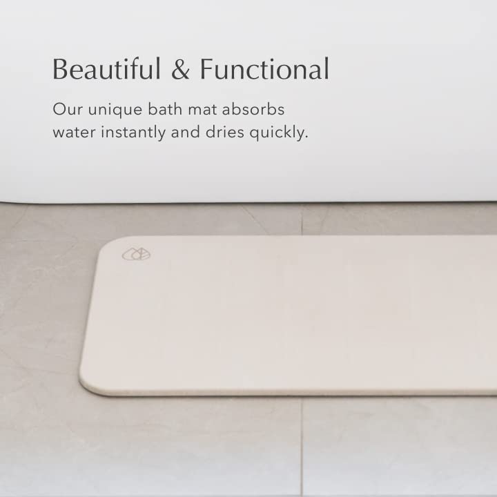 Dorai Home Bath Stone – Luxury Diatomite Stone Bath Mat – Instantly Removes Water – Non-Slip Surface – Modern and Stylish Design – Rain Sandstone