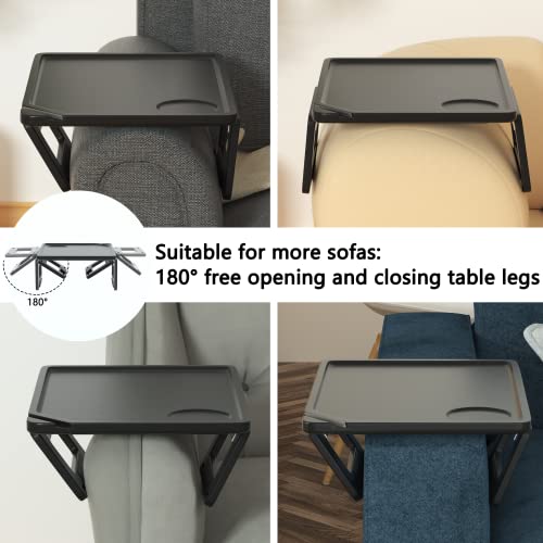 Multi-Function Arm Clip Table Tray For Couch, Sofa with Armrest Suitable for Home Drinks/Fast Food/Fruit Etc, Large Size Black