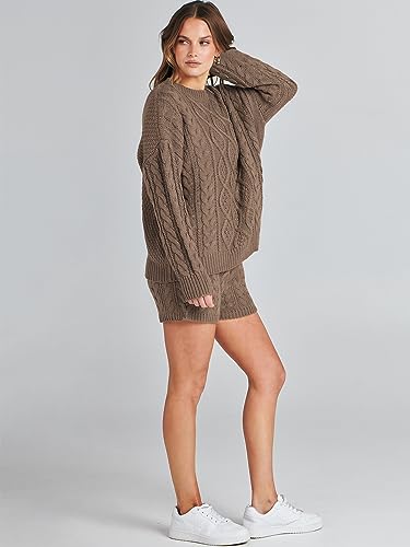 ANRABESS Womens Sweater Sets Fall Oversized Cable Knit Long Sleeve Two Piece Loungewear Matching Set 2023 Casual Loose Baggy Comfy Warm Pullover Sweat Sets 1131qianka-S