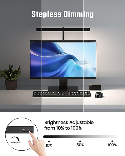 SUPERDANNY LED Desk Lamp for Office Home, Eye-Caring Desk Light with Adjustable Gooseneck, 12W Touch Control Dimmable Brightness, Architect Clamp Lamp with USB Adapter for Reading Study Workbench