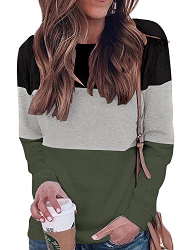 Halife Tunic Tops to Wear with Leggings Long Sleeve Color Bock Shirts Fall Outfits Green S