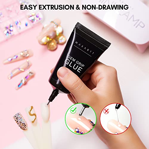 Makartt No Wipe Nail Rhinestone Glue for Nails,Nail Charm Glue Nail Gel Glue for Nail Gems Jewelry Diamonds Nail Accessories Nail Art Nail Supplies Nail Techs for Beginners Super Strong Bling Gel