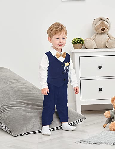 Queenstyle First Birthday Boy Outfit Bowtie Romper 1st Birthday Outfit Boy Gentleman Suit First Birthday Outfit Boy