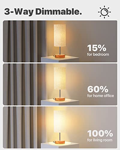 【𝟮𝟬𝟮𝟯 𝙐𝙥𝙜𝙧𝙖𝙙𝙚𝙙】 Table Lamp Touch Bedside Lamp for Bedroom with USB-C USB-A Charging Ports&Outlet 3-Way Dimmable Small Nightstand Lamp for Living Room,Home Office,Dorm(Light Bulb Included)