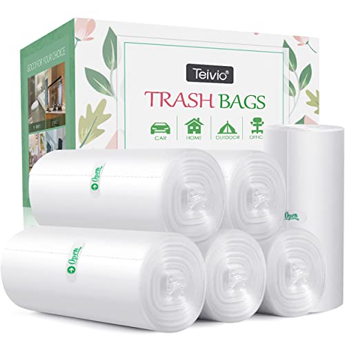 4 Gallon 330 Counts Strong Trash Bags Garbage Bags by Teivio, Bathroom Trash Can Bin Liners, Small Plastic Bags for home office kitchen (Clear)