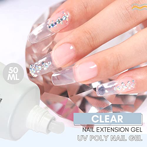 Makartt Poly Nail Gel Clear 50ML Gel Builder for Natural-Looking Crystal-clear Nail Strengthener 3D Molding Gel for Trendy Nail Art Designs-Long-Lasting and Easy to Use Supplies for DIY Salon Quality