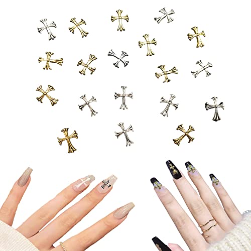 20pcs 3D Cross Nail Charms for DIY Acrylic Art Nails Decals Kits Accessories Jewelry Making Decoration.