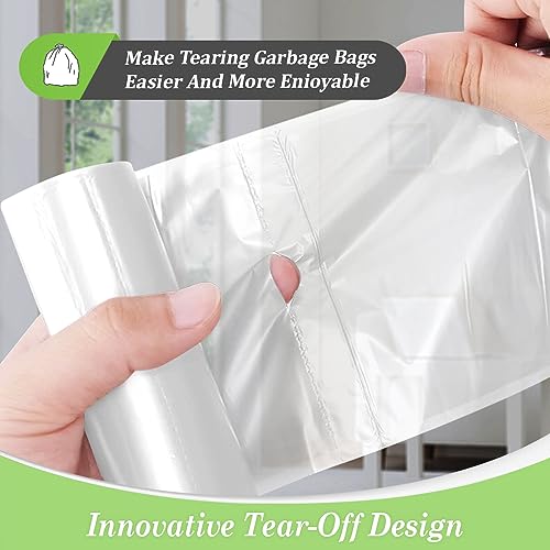 3 Gallon 80 Counts Strong Trash Bags Garbage Bags by Teivio, Bathroom Trash Can Bin Liners, Plastic Bags for home office kitchen, Clear