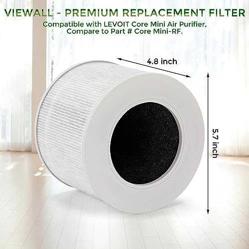 Core Mini Replacement Filter Compatible with LEVOIT Core Mini Air Purifier, 3-in-1 Pre, H13 True HEPA, Activated Carbon, High-Efficiency Filtration System, Part Number # Core Mini-RF, 2 Pack
