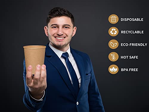 WANBAO 100 pack 8 oz Disposable Paper Cups Coffee Cups for Coffee Beverages and Cold Drinks, Suitable for Home-use, office, restaurant and Events