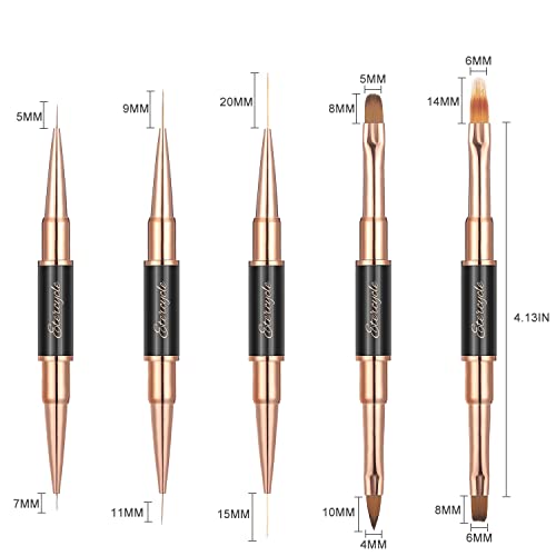 Double-Ended Acrylic Nail Art Brushes Set, Etercycle Gel Polish Nail Art Design Pen Painting Tools Nail Art Liner Brush and Nail Dotting Pen for Acrylic Application Salon at Home DIY Manicure