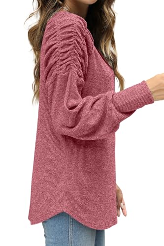 Womens Sweaters Lightweight Fall Outfits Long Sleeve Shirts Casual Red XL