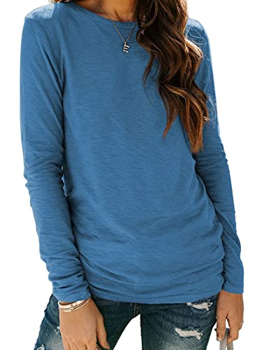 AUTOMET Sweatshirts Womens Long Sleeve T Shirts Crew Neck 2023 Cotton Tshirt Fall Tunic Tops Fitted Shirts Ladies Cloth Tee Underscrub Trendy Outfits