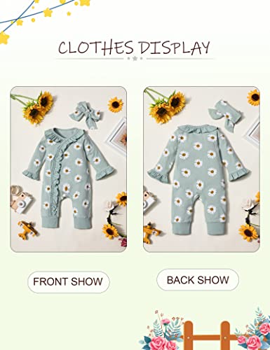 Baby Girl Clothes 0 3 Months Long Sleeve Onesies for Baby Girl Daisy Printed Baby Clothes for Girls 0-3 Months Baby Girl Clothes