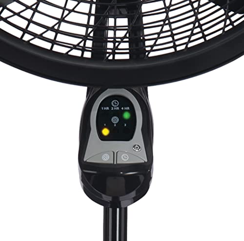 Lasko Oscillating Cyclone Pedestal Fan, Adjustable Height, Timer, Remote Control, 3 Speeds, for Bedroom, Living Room, Home Office, 18", Black, 1843