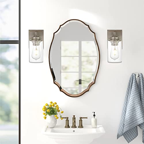 MELUXEM Wall Sconces for Bathroom 1-Lights Brushed Nickel Vanity Lights Set of Two Industrial Wall Mount Light Fixtures for Bathroom Living Room Bedroom