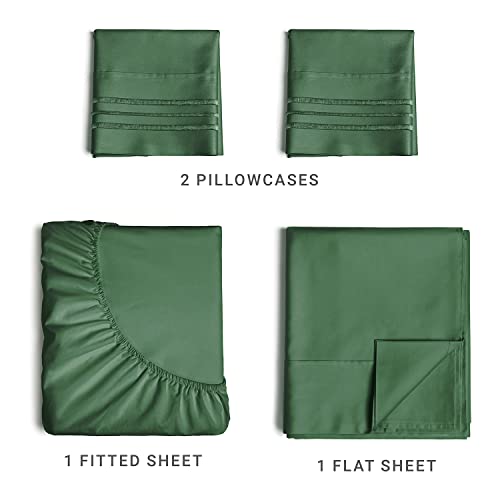 King Size Sheet Set - Breathable & Cooling - Hotel Luxury Bed Sheets - Extra Soft - Deep Pockets - Easy Fit - 4 Piece Set - Wrinkle Free - Comfy - Emerald Green Bed Sheets - Kings Sheets - 4 PC
