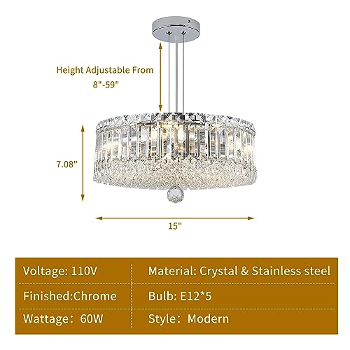 ZHZIJG Crystal Chandeliers for Living Room Light Fixture Crystal Ceiling Light Pendant Bedroom Chandelier for Dining Room Bathroom Hallway