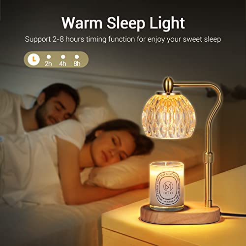 NVRGIUP Candle Warmer, Candle Warmer Lamp with Timer & Dimmer Candle Warmer Height Adjustable Scented Candles, Candle Warmer with 2 * 50W Bulbs for Home Decor (Gold)