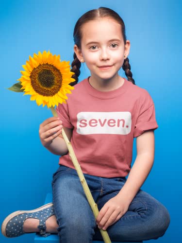 7th Birthday Girl Shirt 7 Years Old Seven Outfit Seventh Tshirt Gift Girls top 7 (Mauve, Youth S(8))