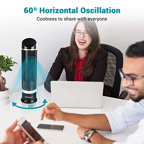 DR.PREPARE Oscillating Tower Fan, Desk Table Fan with 3 Speeds, Quiet Cooling, 60° Oscillation, 16 Inch Personal Small Bladeless for Bedroom Home Office Desktop