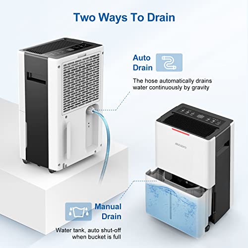 1500 Sq.ft Dehumidifiers for Home Basements, Aiusevo 22 Pint Dehumidifier for Room, with Auto and Manual Drainage, Intelligent Humidity Control, 3 Operation Modes, Ideal for RV, Bathroom