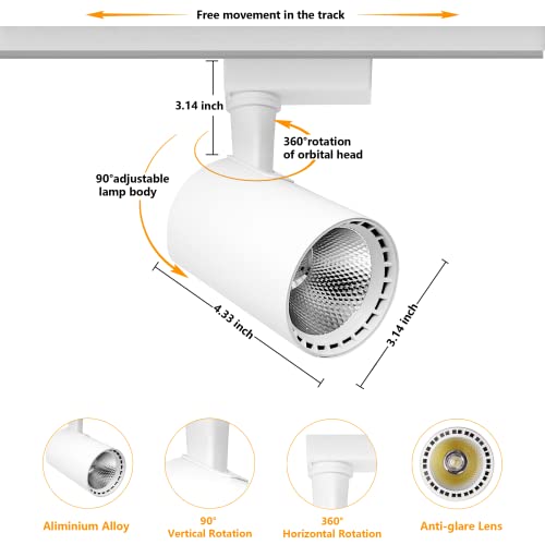 12-Lights Track Lighting Compelete Kit, 20W LED Track Lighting System 3000K Warm White Track Ceiling Light Fixture with Extra 13ft Track Rails Track Lighting