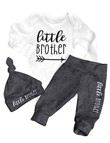 AGAPENG Newborn Boy Outfits Infant Boy Clothes Little Brother Outfit Long Sleeve Romper Pants with Hat Newborn Baby Boy Clothes