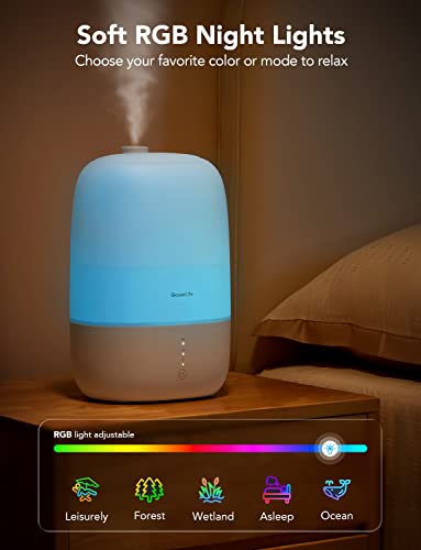 Govee Life Smart 3L Humidifiers for Bedroom, Top Fill Cool Mist Humidifiers with Essential Oil Diffuser, Humidity Control, WiFi Air Humidifier with Night Light, for Baby, Plants, Home, Work with Alexa