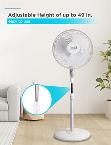 BLACK+DECKER 16" Stand Fan with Remote, White