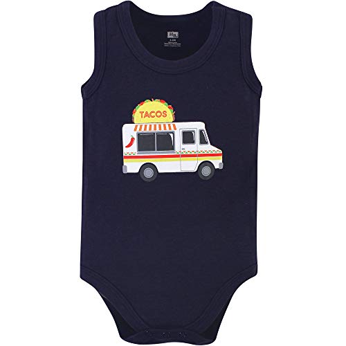 Hudson Baby Unisex Baby Cotton Sleeveless Bodysuits, Taco Truck, 3-6 Months