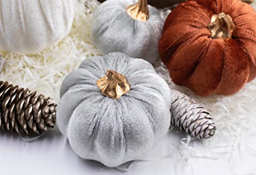 Velvet Pumpkins, 18 PCS Fall Table Decorations for Home, Artificial Pumpkins Set for Fall Autumn Harvest, Thanksgiving, Wedding