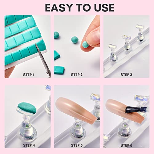 Makartt Nail Stand for Press On Nails Display Practice Art Painting Magnetic Fake Nail Holder for Painting Nails Stand for False Nail Designs with Reusable Putty for Home DIY Beginner Salon Supplies