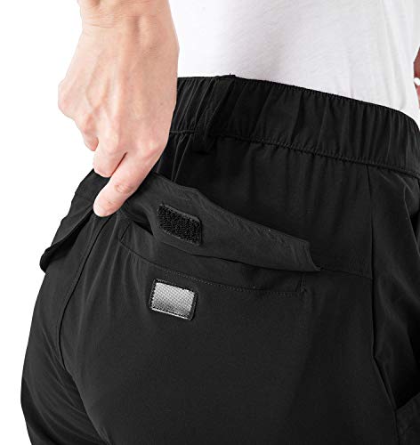 Rdruko Women's Hiking Cargo Pants Lightweight Water-Resistant Quick Dry UPF 50+ Travel Camping Work Pants Zipper Pockets Black Large
