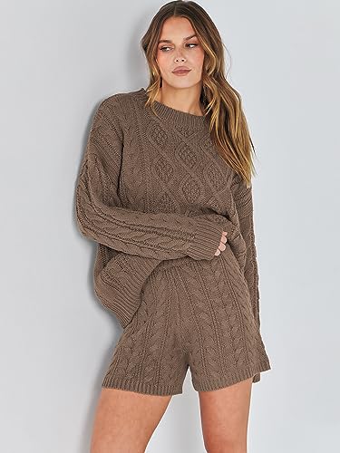 ANRABESS Womens Sweater Sets Fall Oversized Cable Knit Long Sleeve Two Piece Loungewear Matching Set 2023 Casual Loose Baggy Comfy Warm Pullover Sweat Sets 1131qianka-S